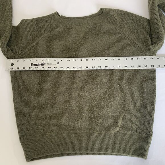 J.Crew Sweater Women S Olive Army Green Waffle Crewneck Supersoft Yarn Preppy - Picture 5 of 6